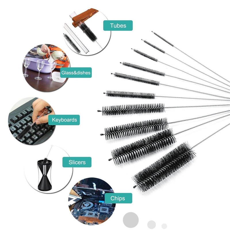 10Pcs Ϸ   귯 ûұ    ȭ  Ʃ    û 귯/10Pcs Nylon Straw Brush Cleaner Cleaning Brushes for Tattoo Spray Gun Carburetor Bottle T